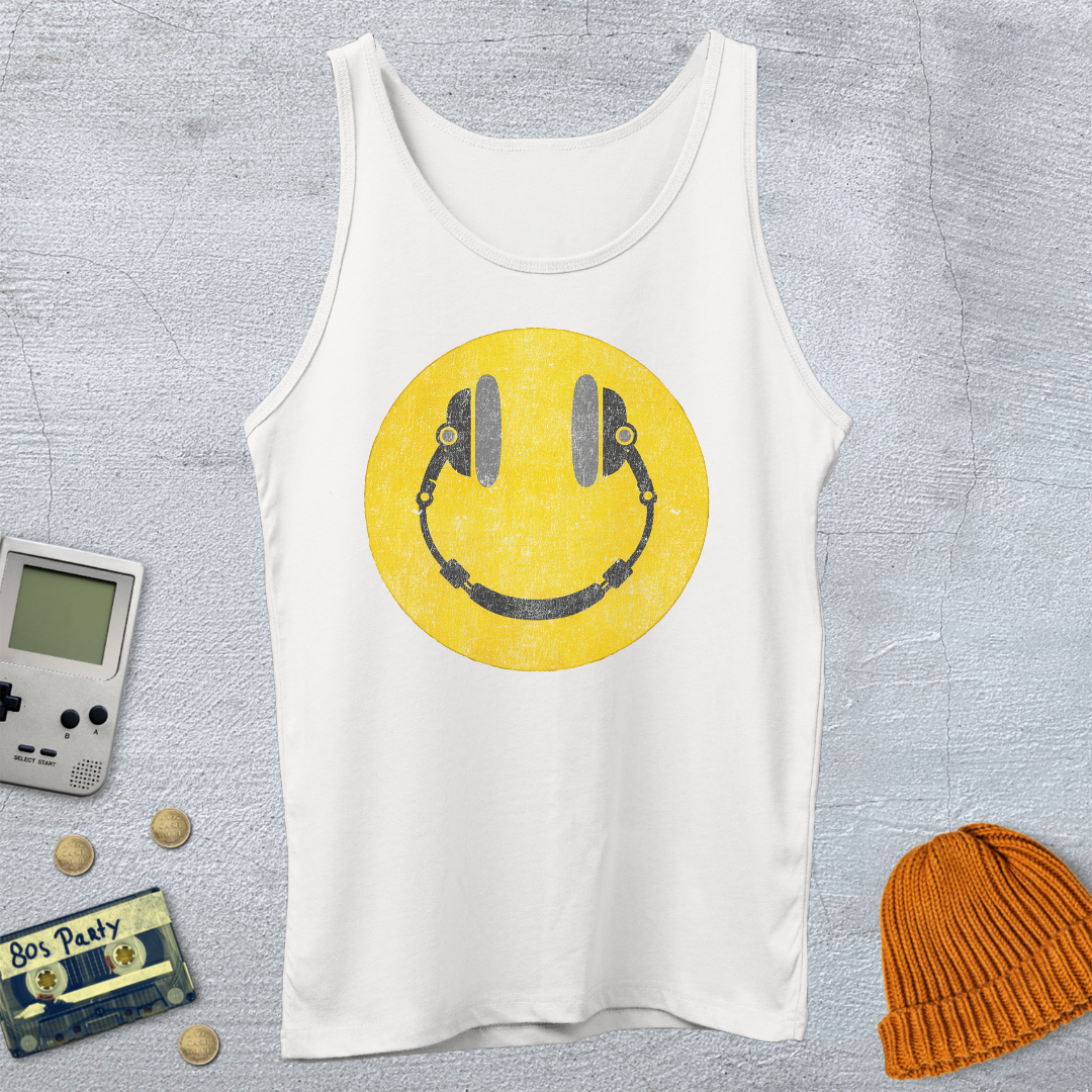 Printify Tank Top XS / White Happy Face - Tank Top