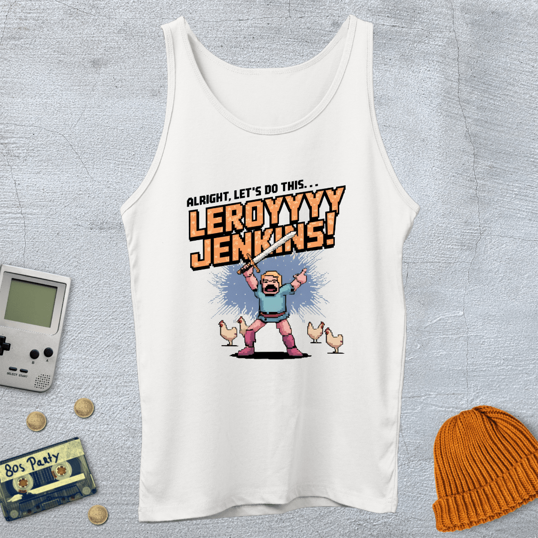Printify Tank Top XS / White Leeroy Jenkins - Tank Top