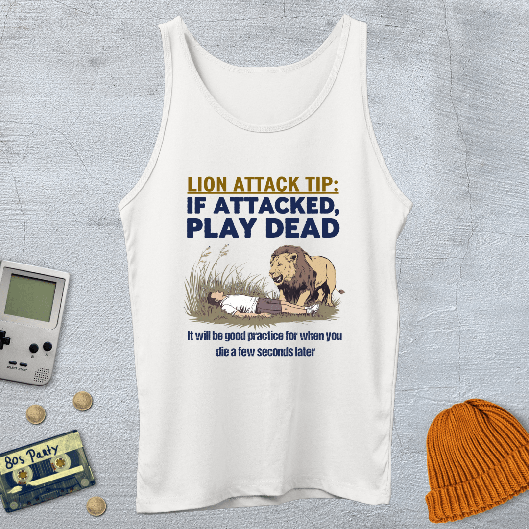 Printify Tank Top XS / White Lion Attack - Tank Top
