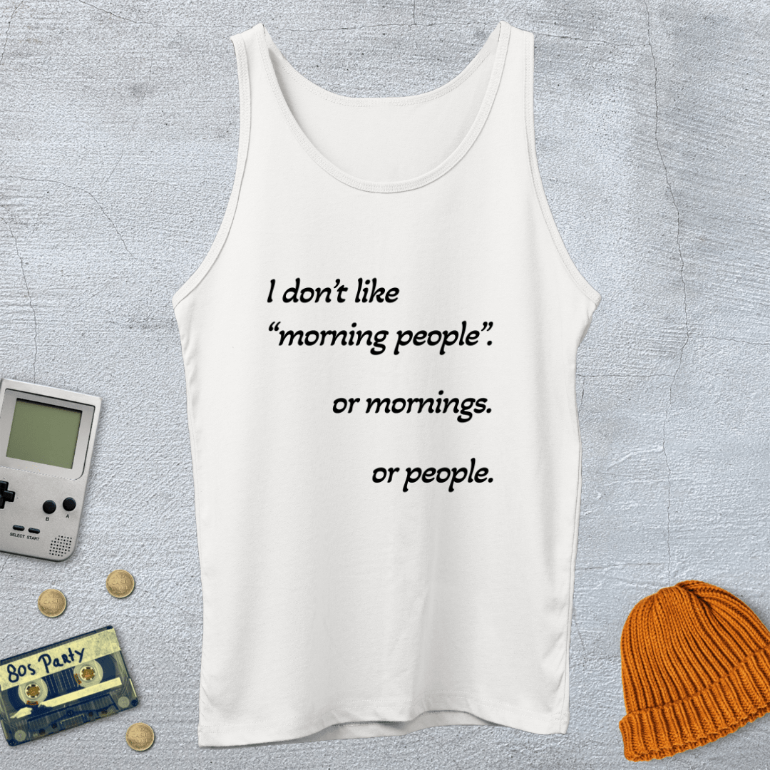 Printify Tank Top XS / White Morning People - Tank Top