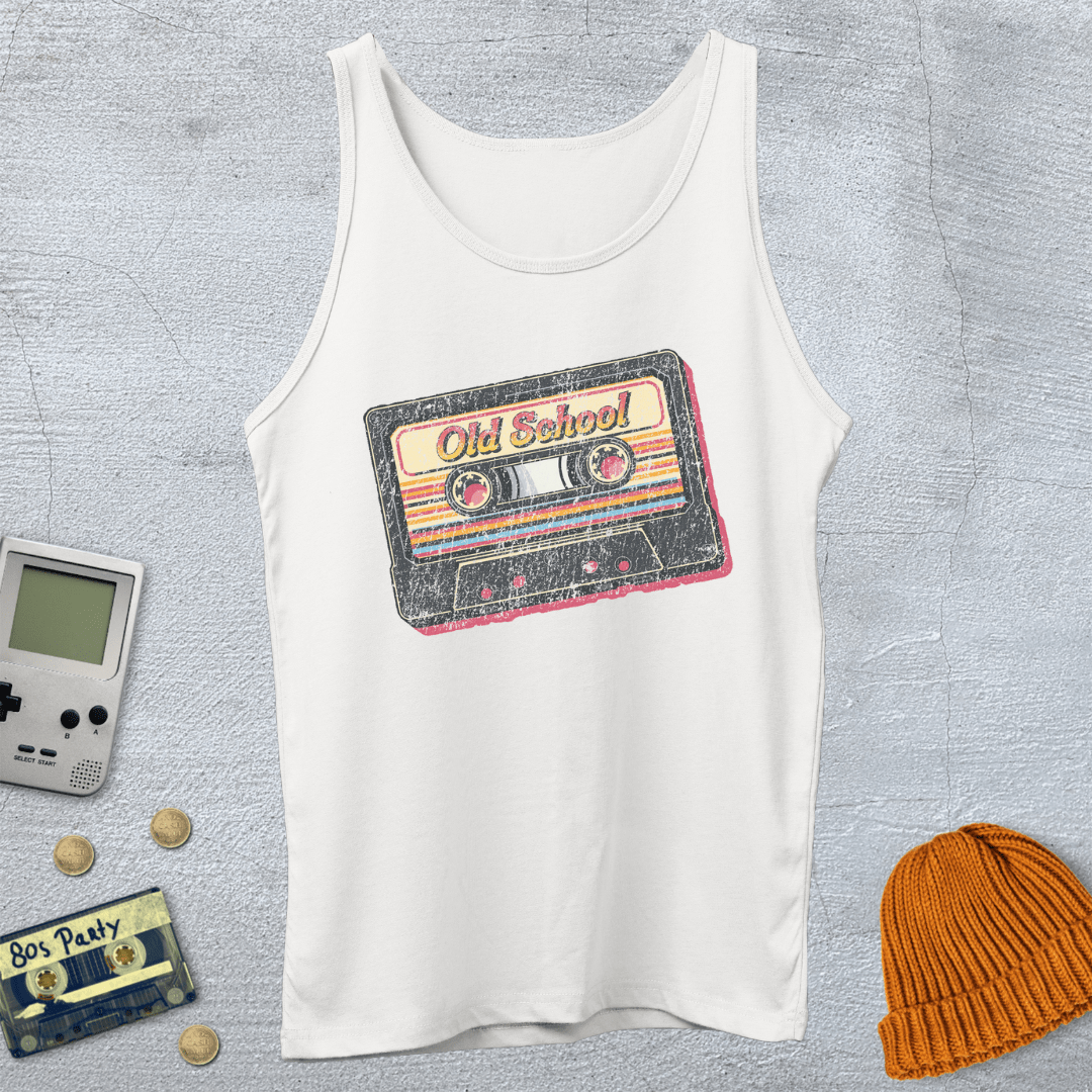 Printify Tank Top XS / White Old School - Tank Top