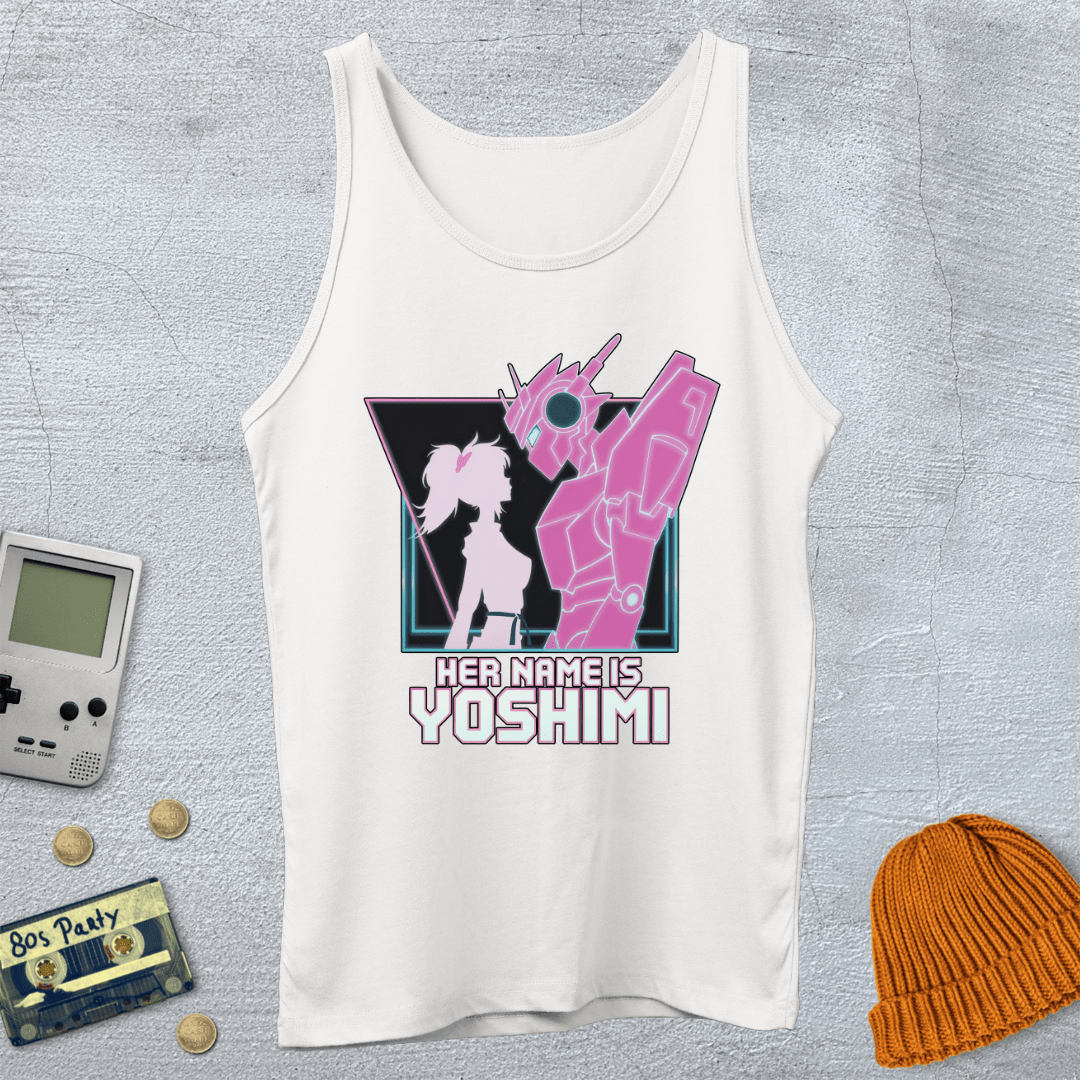 Printify Tank Top XS / White Pink Robots - Tank Top