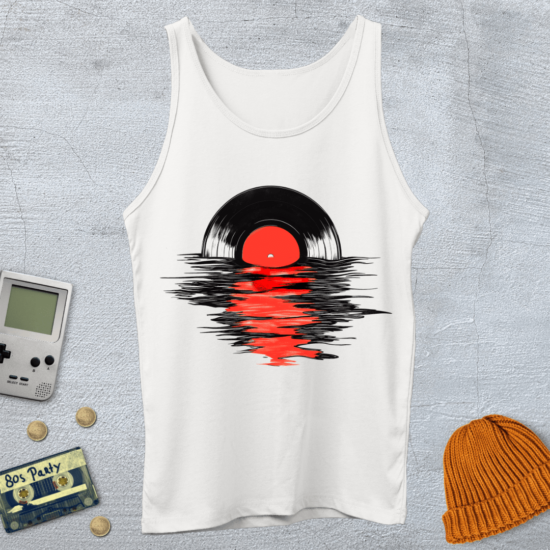 Printify Tank Top XS / White Record Sunset - Tank Top