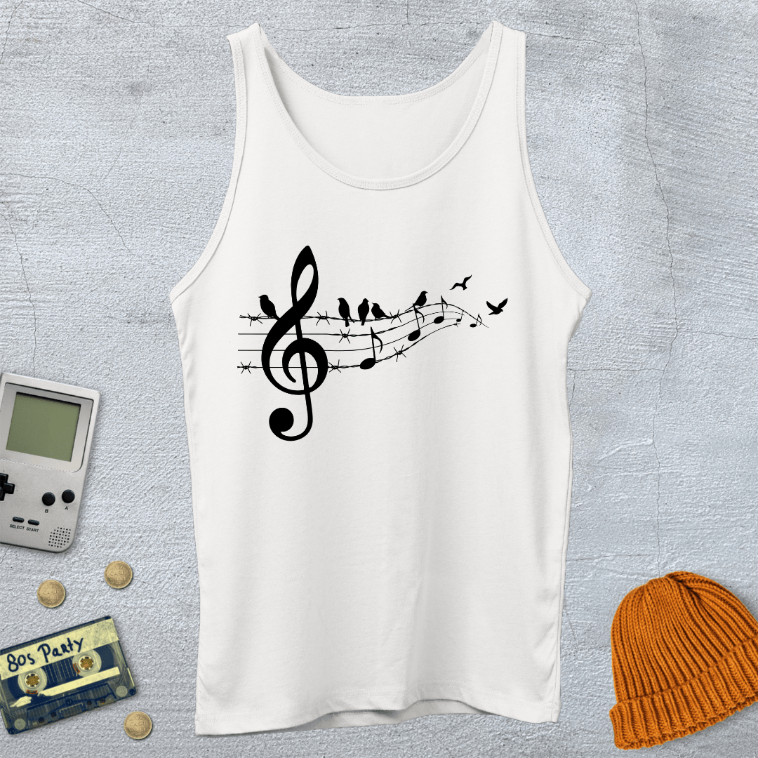 Printify Tank Top XS / White Song Birds - Tank Top