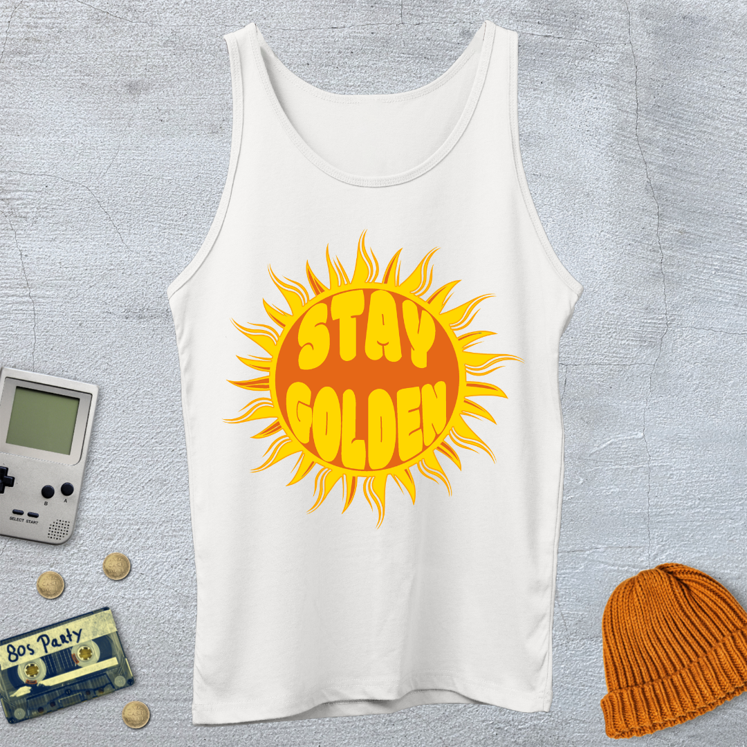 Printify Tank Top XS / White Stay Golden - Tank Top