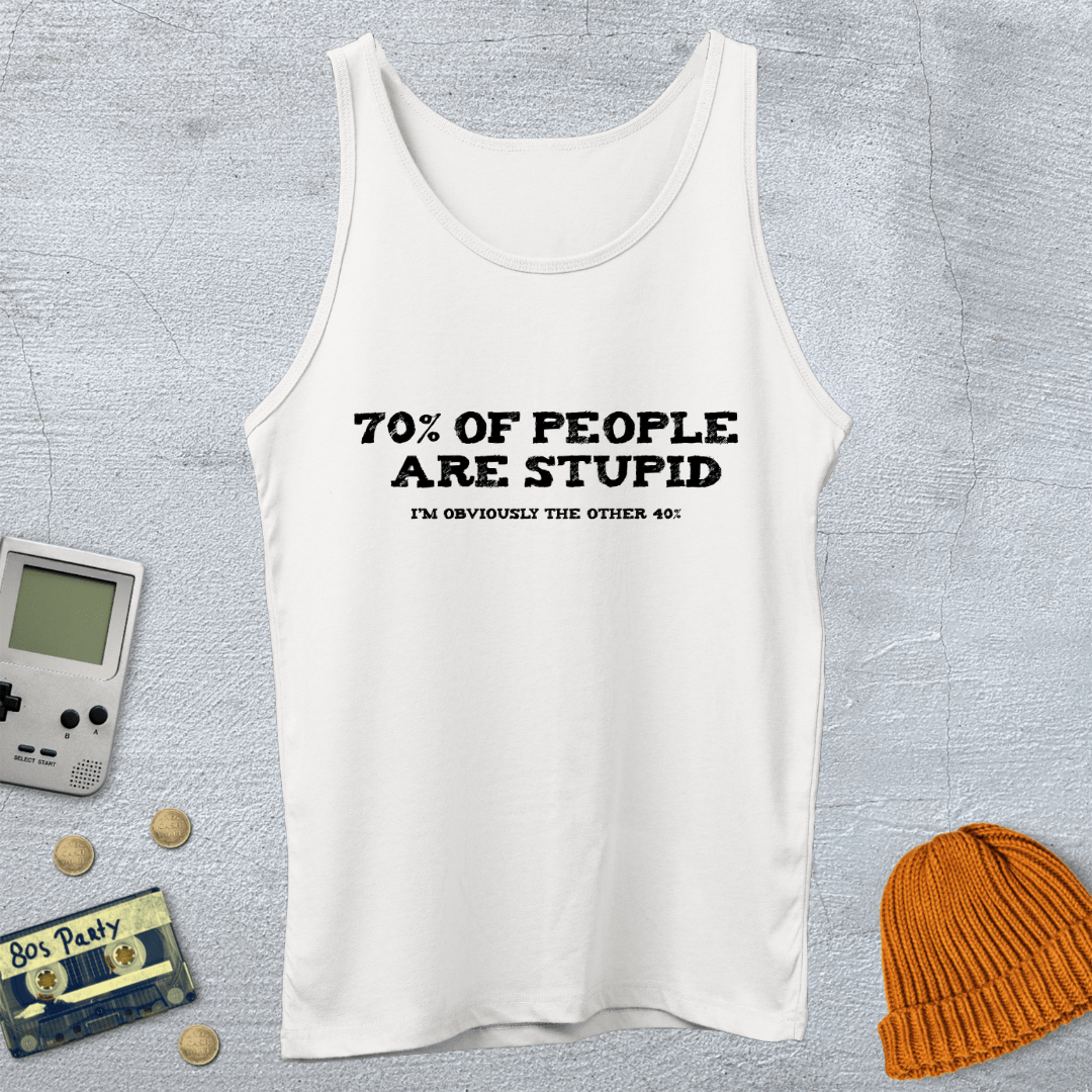 Printify Tank Top XS / White Stupid People - Tank Top