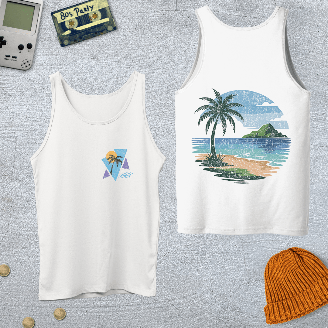Printify Tank Top XS / White Vintage Beach Vibes - Tank Top
