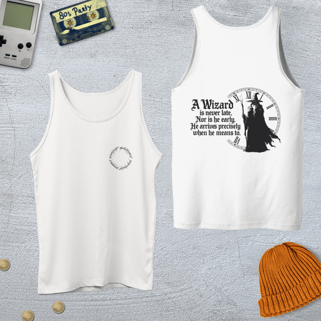 Printify Tank Top XS / White Wizard never late - Tank Top